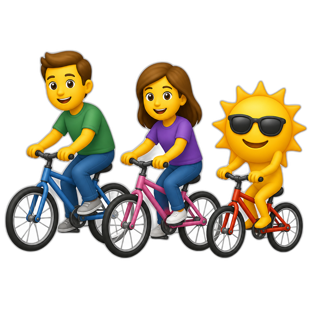 dad, mom and sun riding bicycles - AI generated emoji