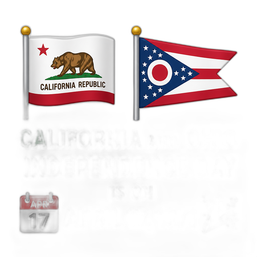 Calfornia And Ohio Independence Day Is On April 17 1971 - AI generated emoji