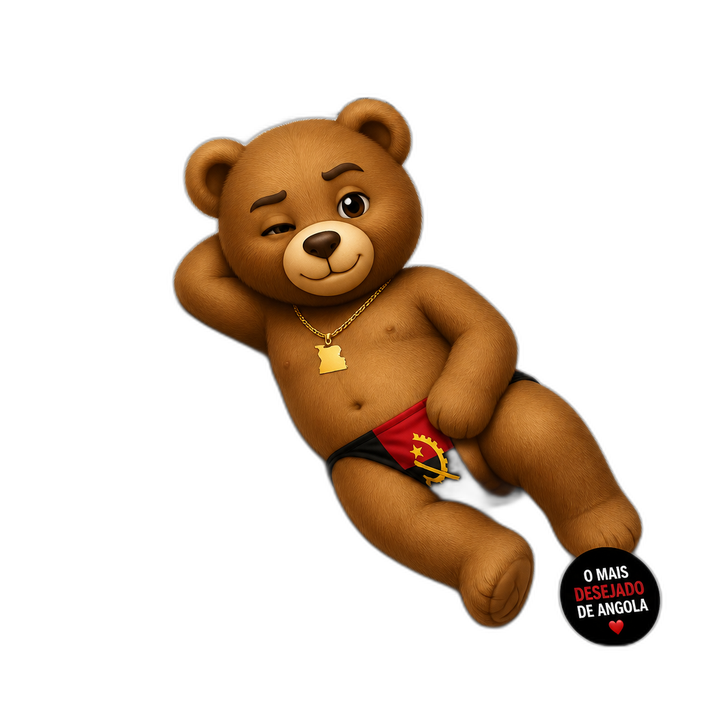 Create a Teddy bear who is a flirty improper Angolan on the magazine. different fur color - AI generated emoji