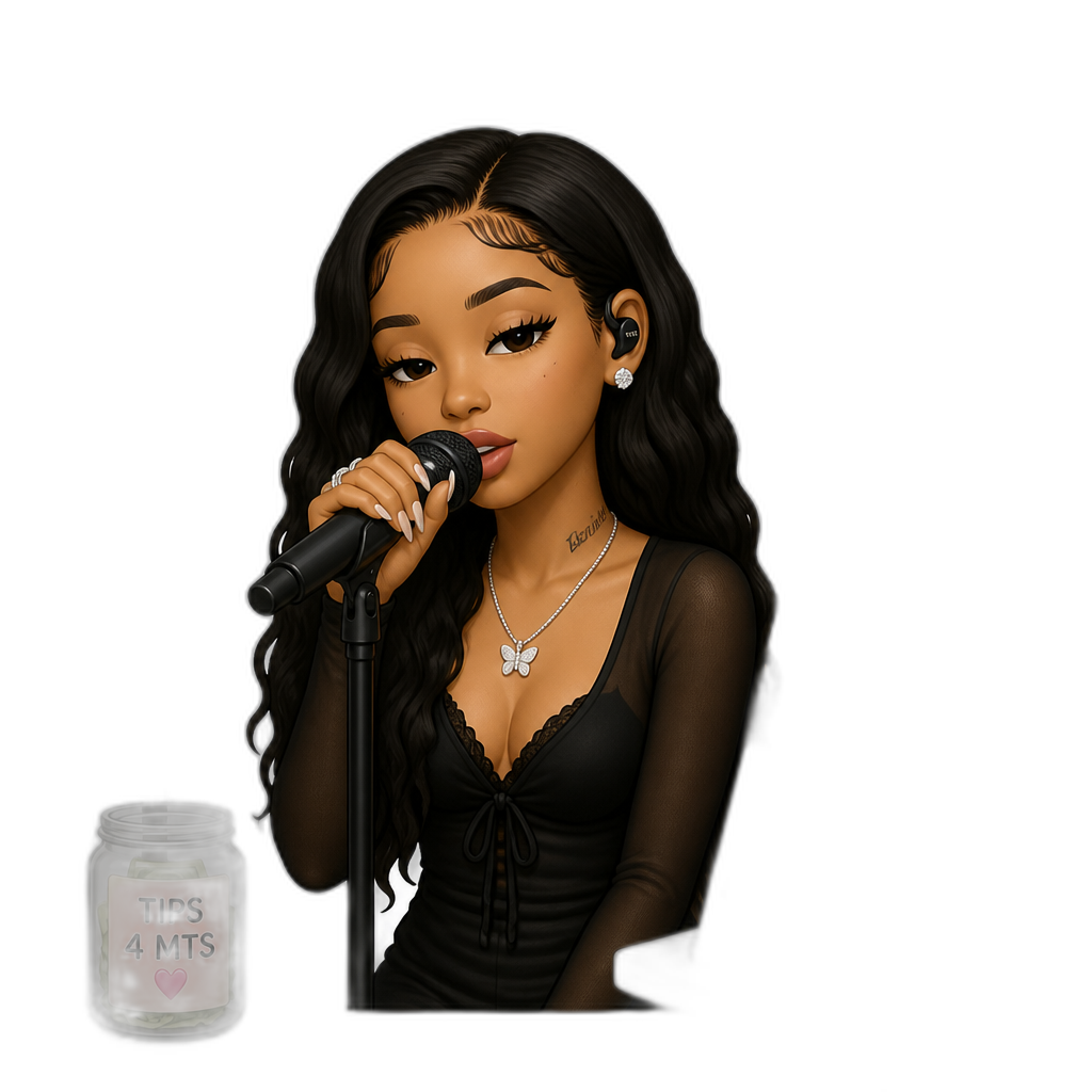 Mariah The Scientist performing at a sushi buffet place - AI generated emoji