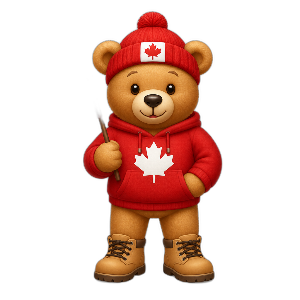 Create a standing Teddy bear who is a Canadian. FULL body - AI generated emoji