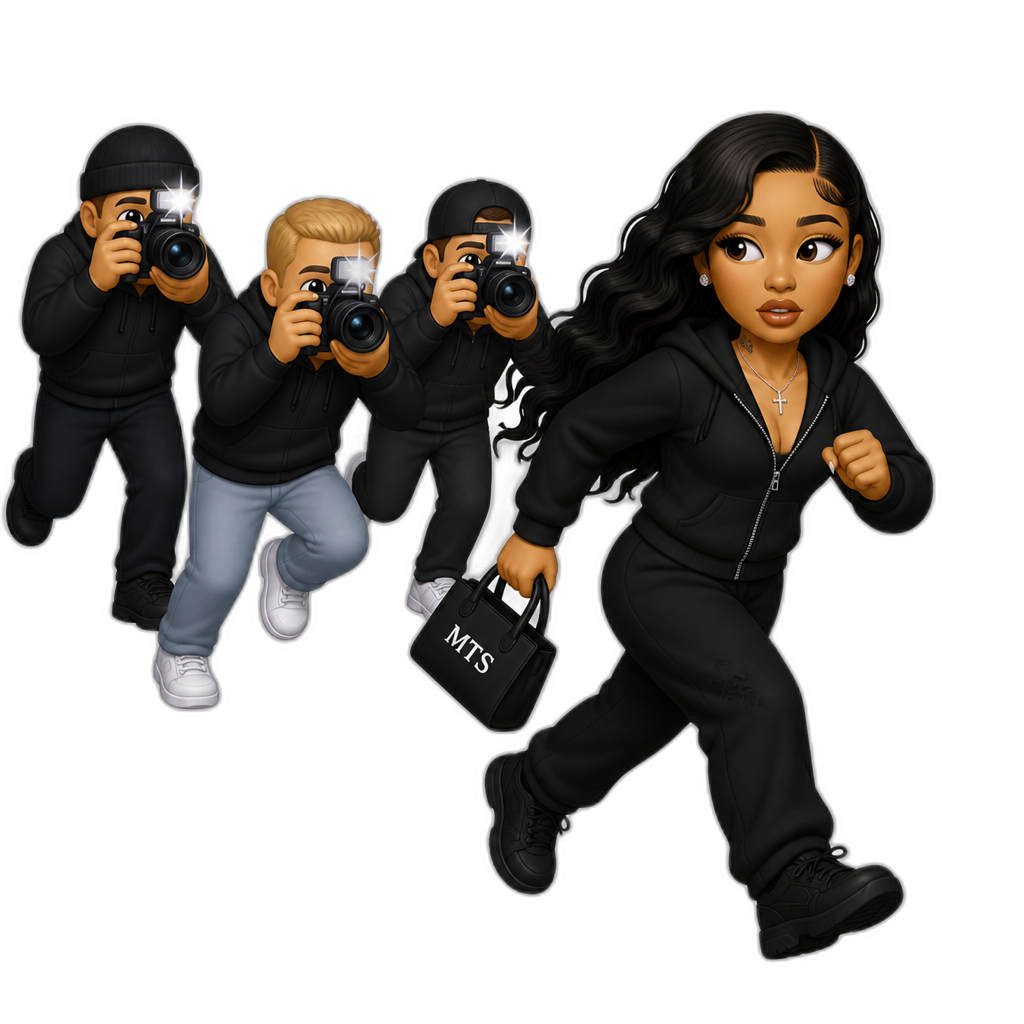 Mariah The Scientist running from the paparazzi - AI generated emoji