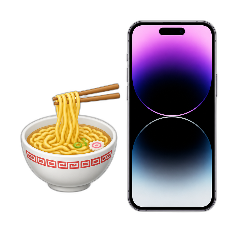 Noodles of big of rectangle of iPhone - AI generated emoji