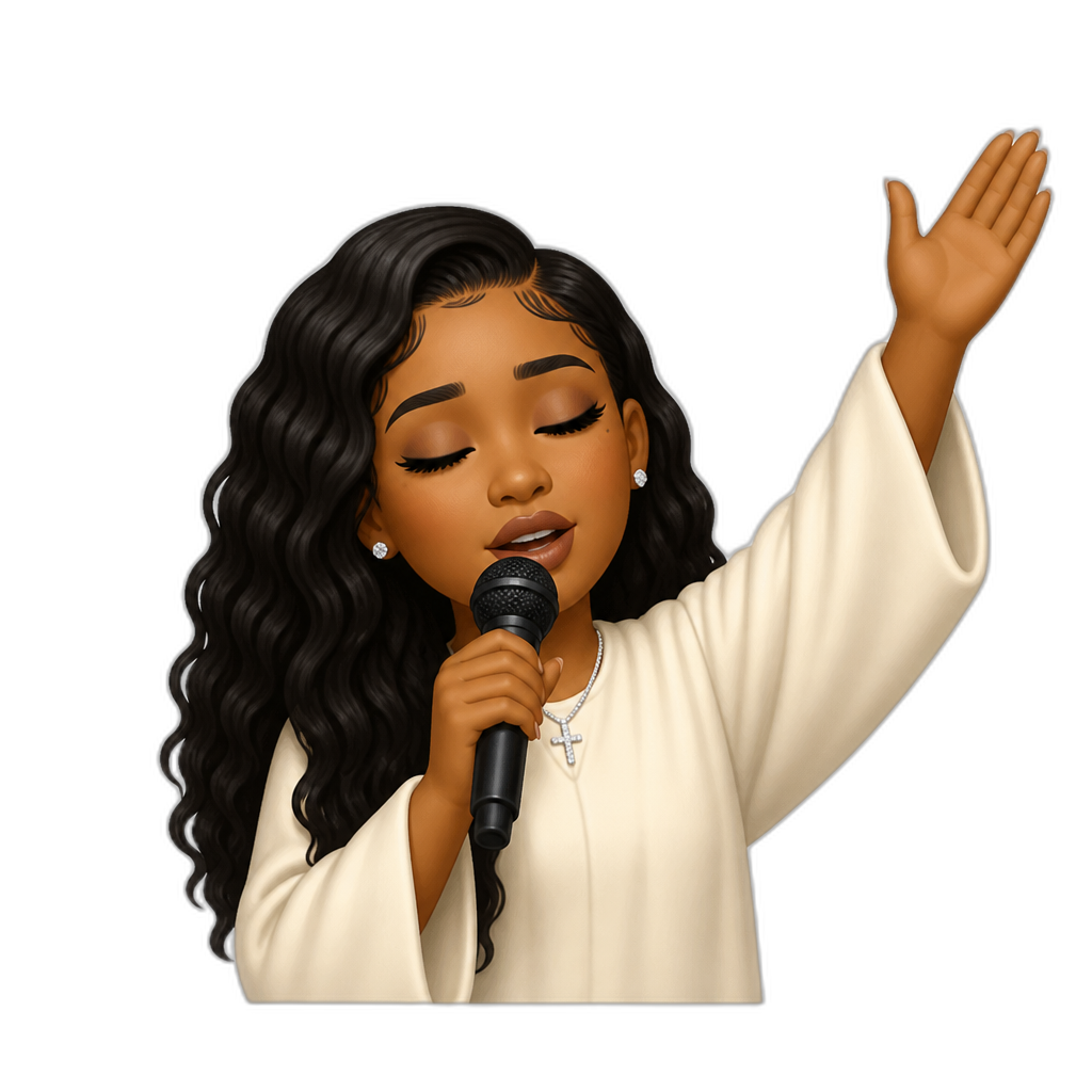 Mariah The Scientist doing gospel - AI generated emoji