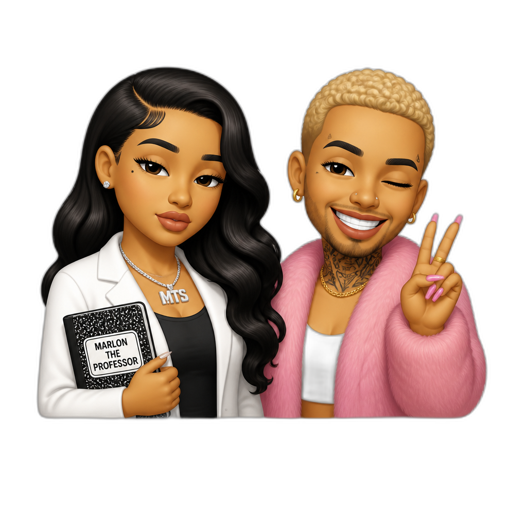Mariah The Scientist and Chris Brown swapping genders (Marlon The Professor and Chrissy Brown) - AI generated emoji