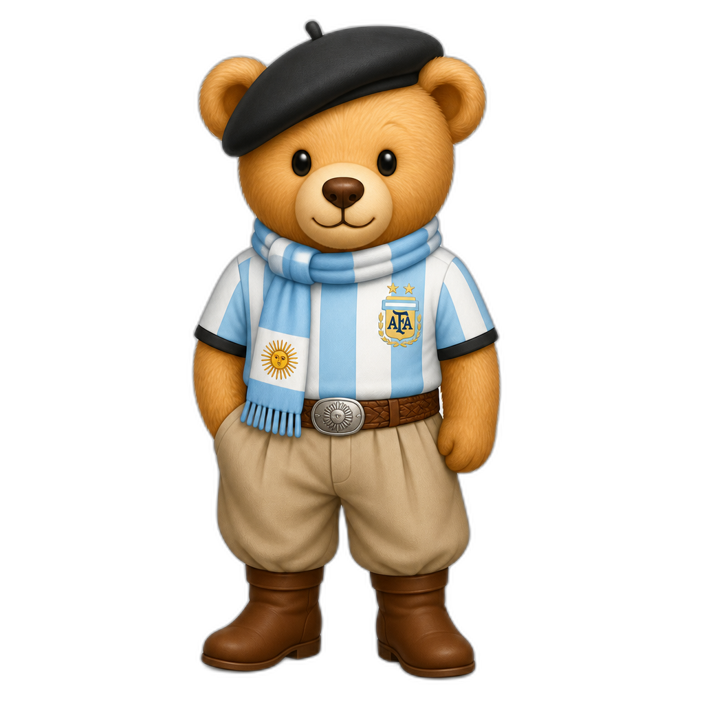 stereotypical Argentina anthro Teddy Bear, full body. - AI generated emoji