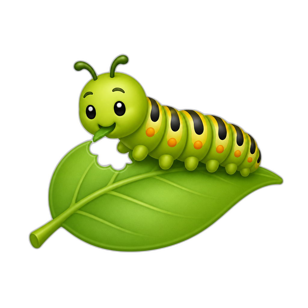 A Caterpillar On a Leaf Eating food - AI generated emoji
