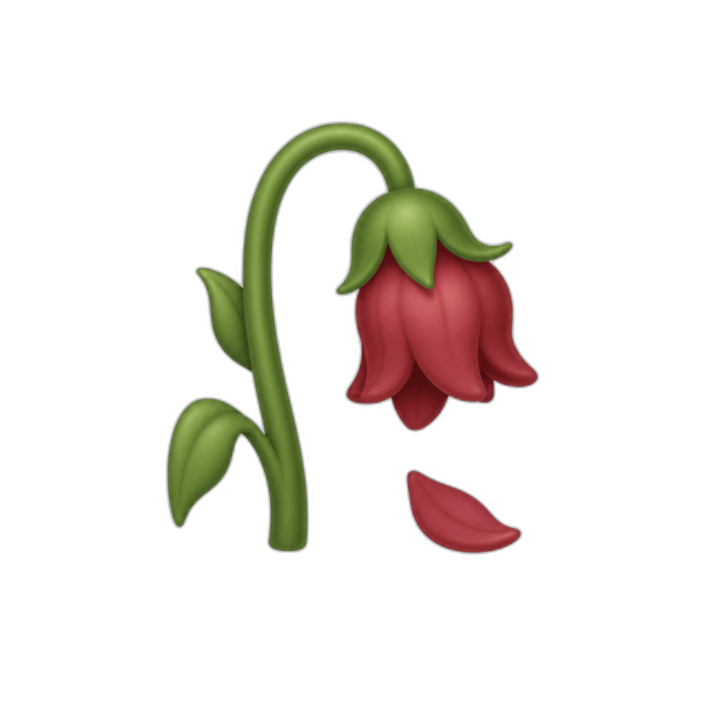 wilted flower with a falling petal - AI generated emoji