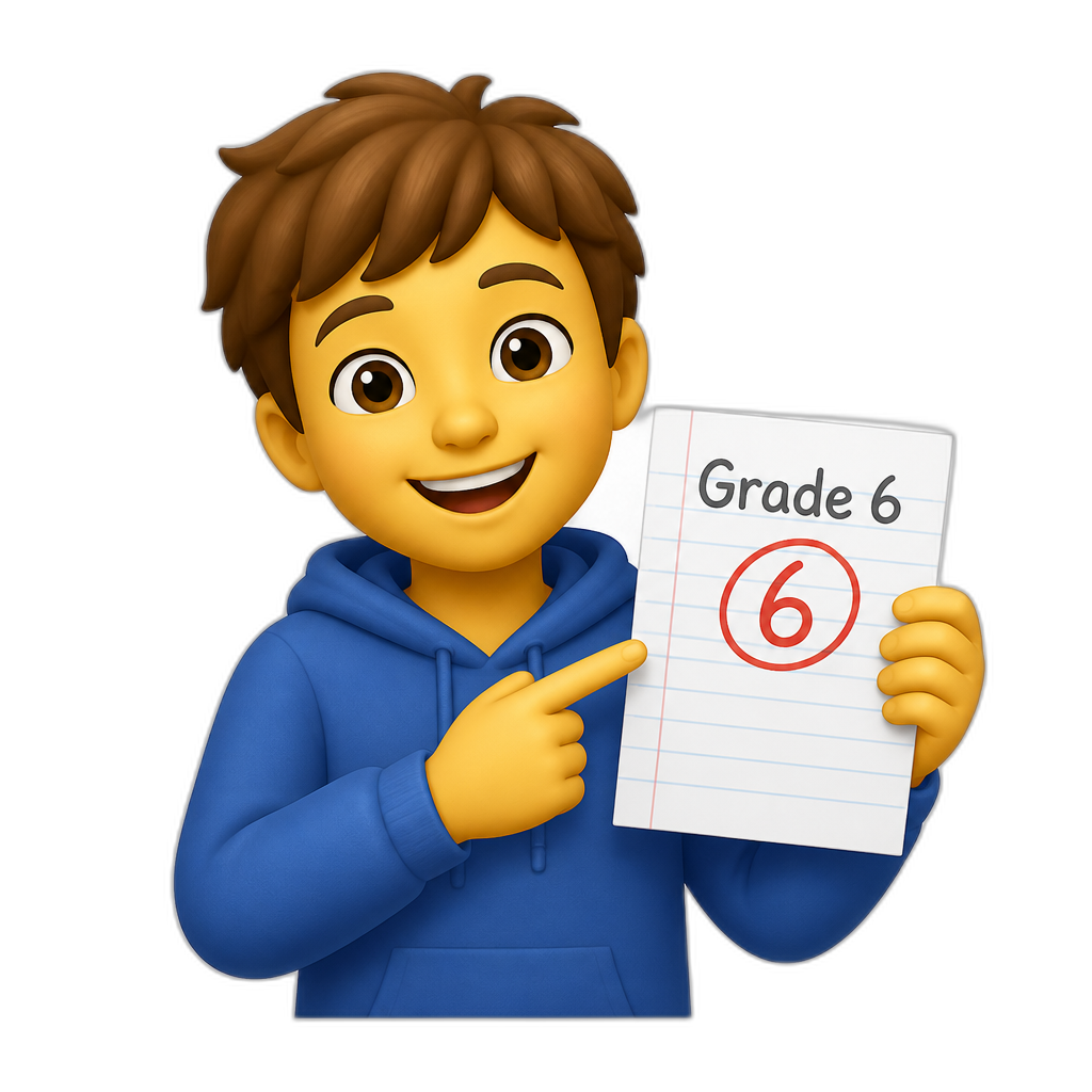 Grade 6 ages 11-12 with paper - AI generated emoji