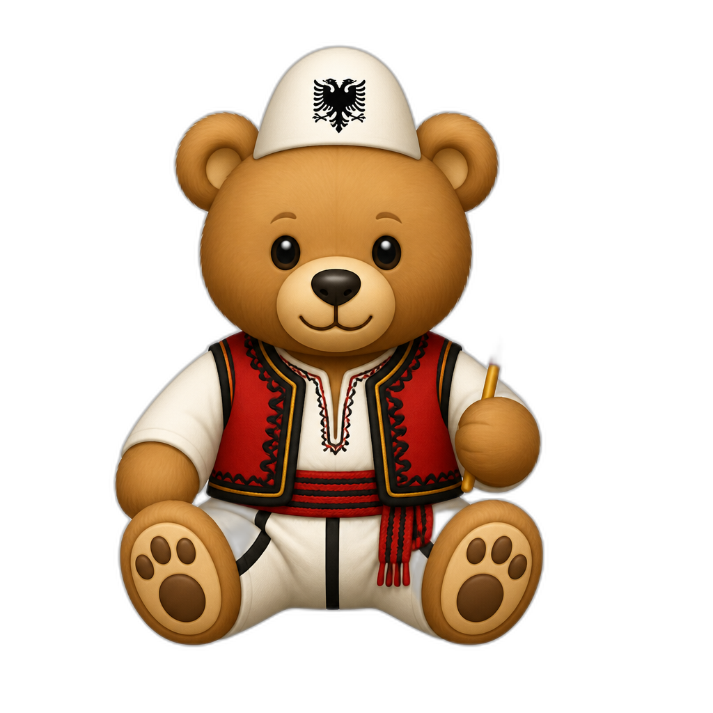 Create a Teddy bear who is a Albanian - AI generated emoji