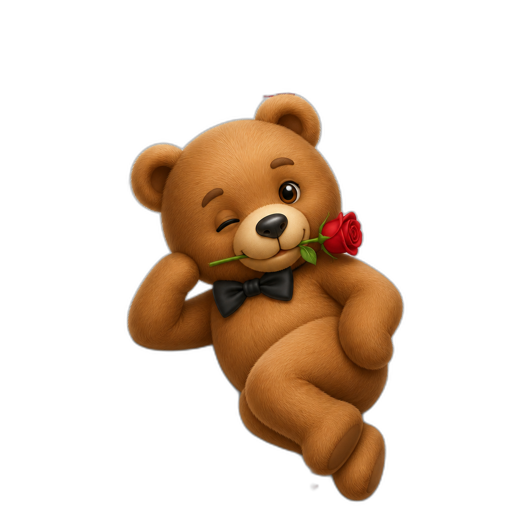 Create a any posing Teddy bear who is a flirty Magazine Cover Albanian. any fur color - AI generated emoji