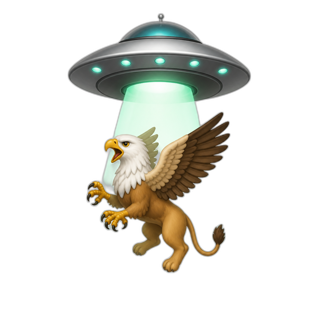 UFO beams up griffin - AI generated emoji