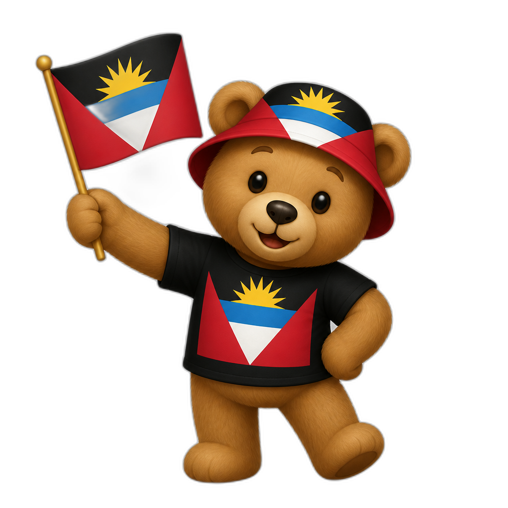 Create a any posing Teddy bear who is a stereotypical Antigua and Barbuda. any fur color - AI generated emoji