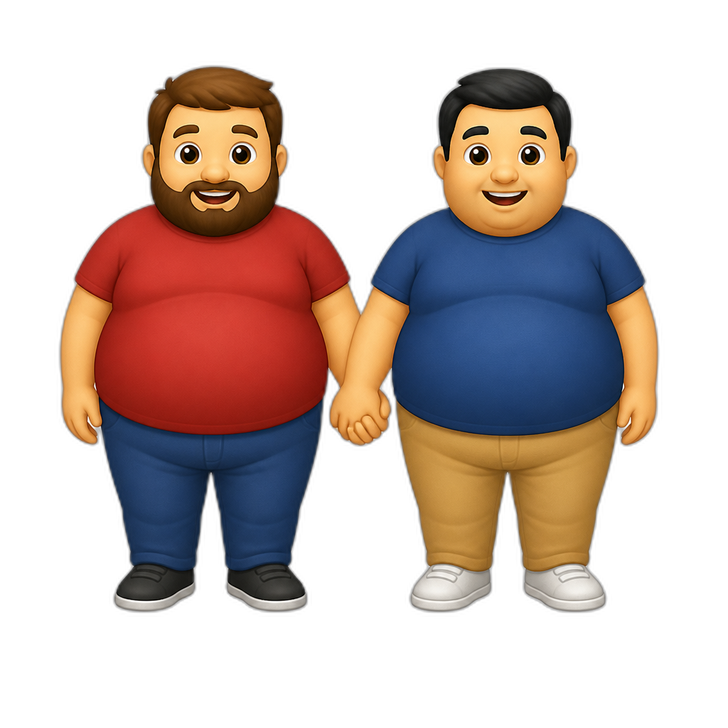 Two men holding hands but they are both fat - AI generated emoji