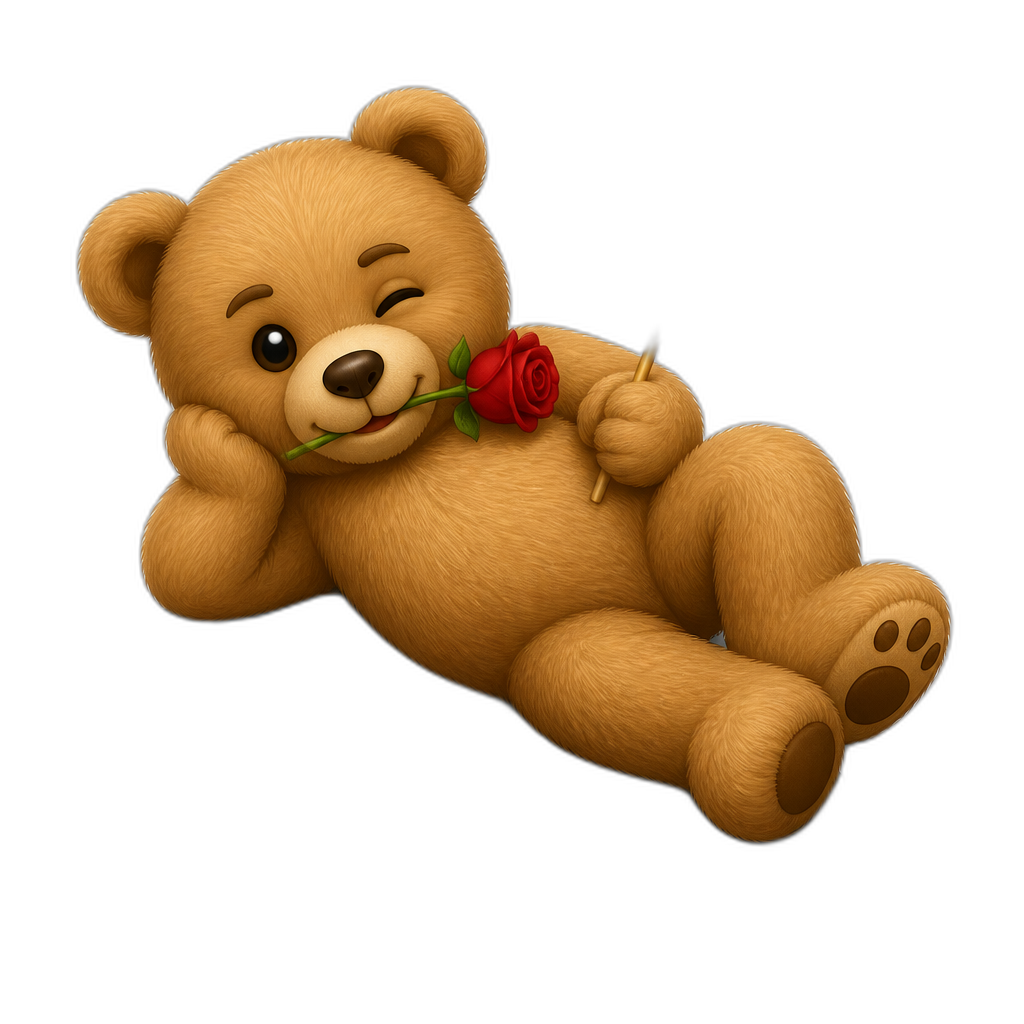 Create a Teddy bear who is a flirty Aland Island on the magazine. any fur color - AI generated emoji