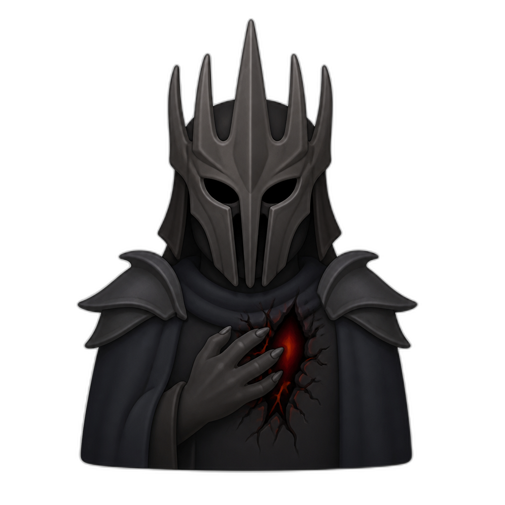 Dark Lord Morgoth wound; thick flat minimal style. Not completely black - AI generated emoji
