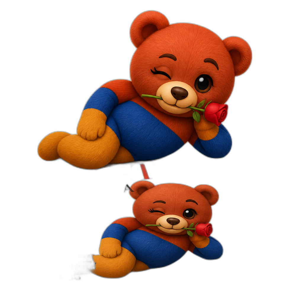 Create a Teddy bear who is a flirty armenia on the magazine. different fur color - AI generated emoji
