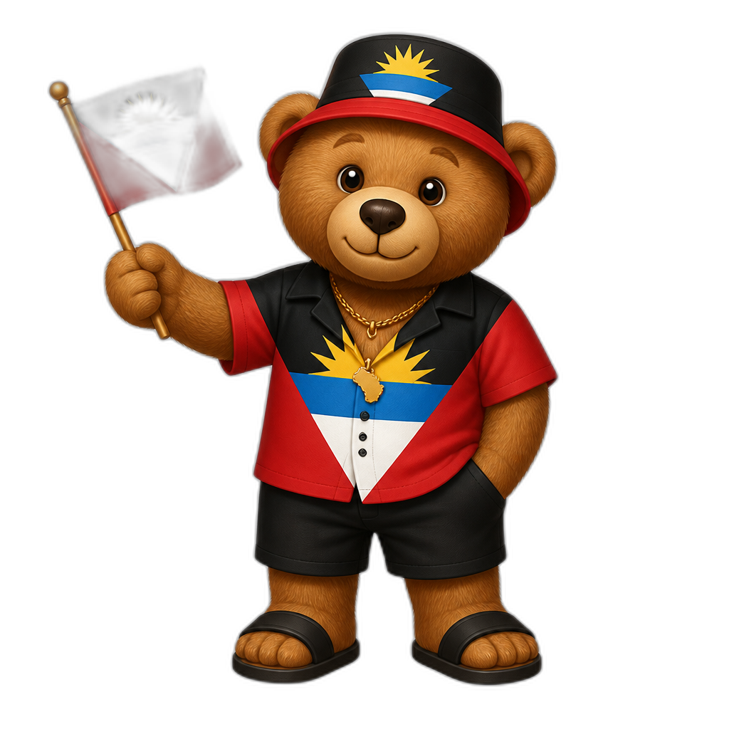 Create a any posing Teddy bear who is a stereotypical Antiguan and Barbudan. any fur color - AI generated emoji