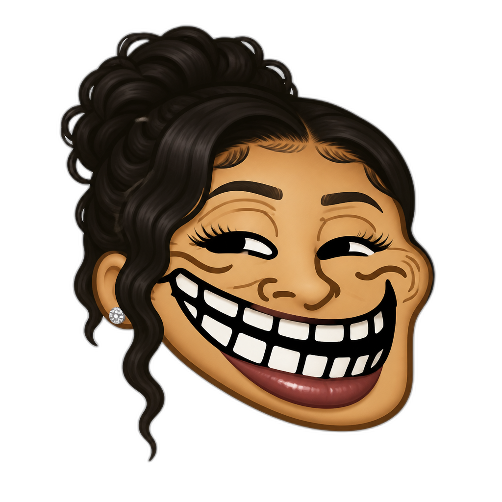 Mariah The Scientist Troll Face meme, lipstick - AI generated emoji