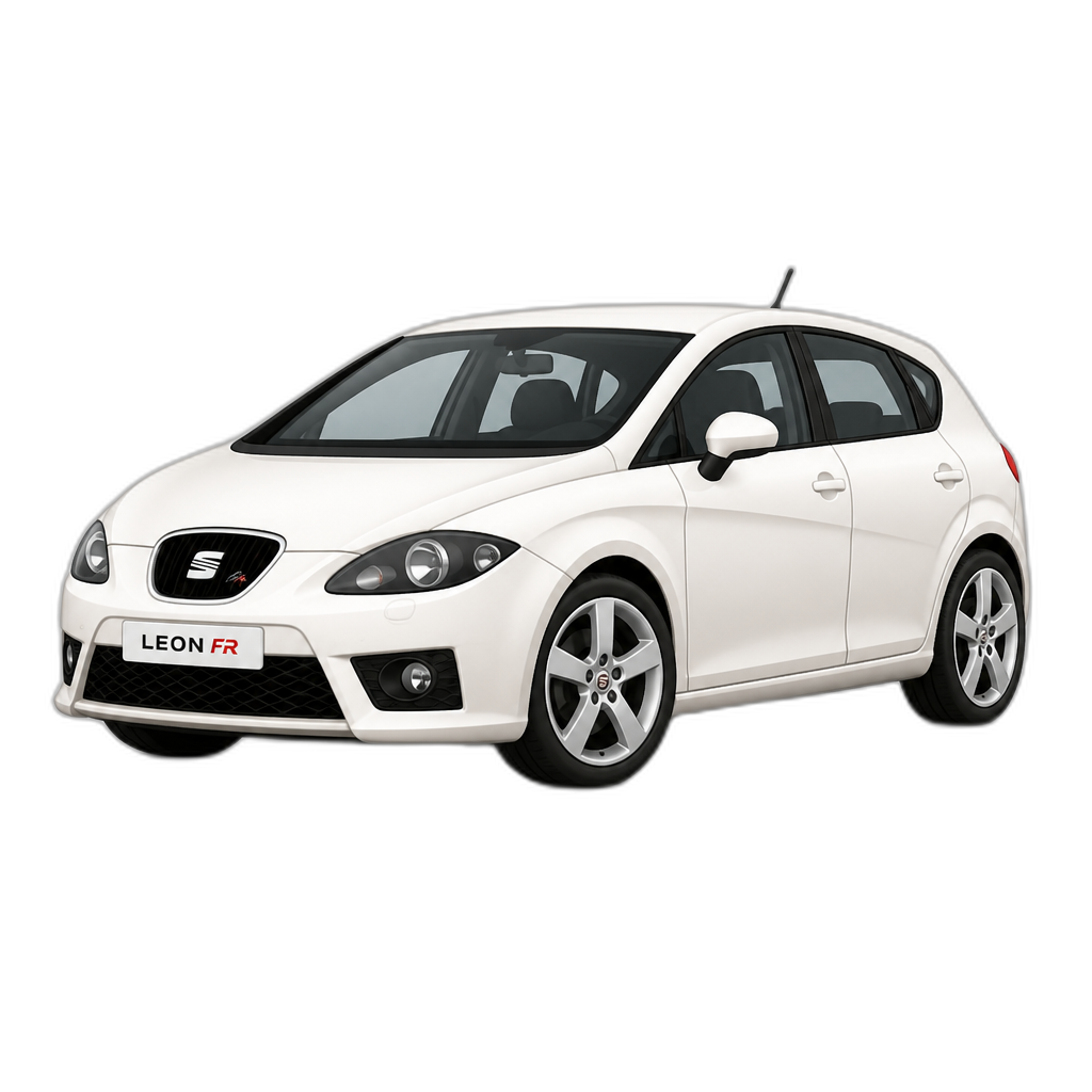 White 2009 seat Leon fr - AI generated emoji