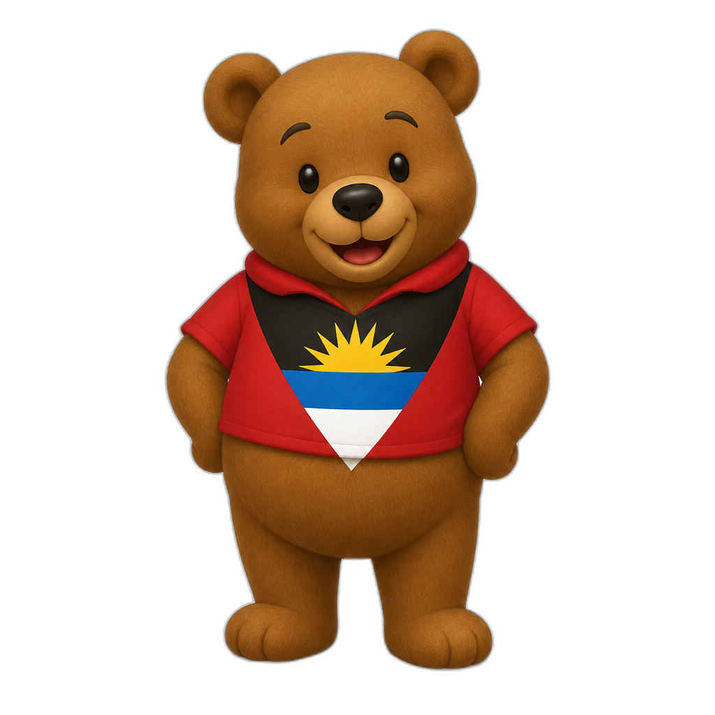 stereotypical Antigua and Barbuda anthro Teddy Bear, full body. winnie the pooh styled, different fur color - AI generated emoji