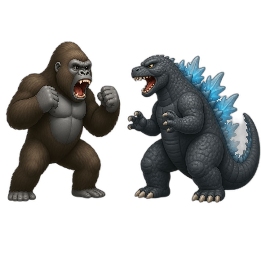 King kong vs godzilla as a emoji - AI generated emoji