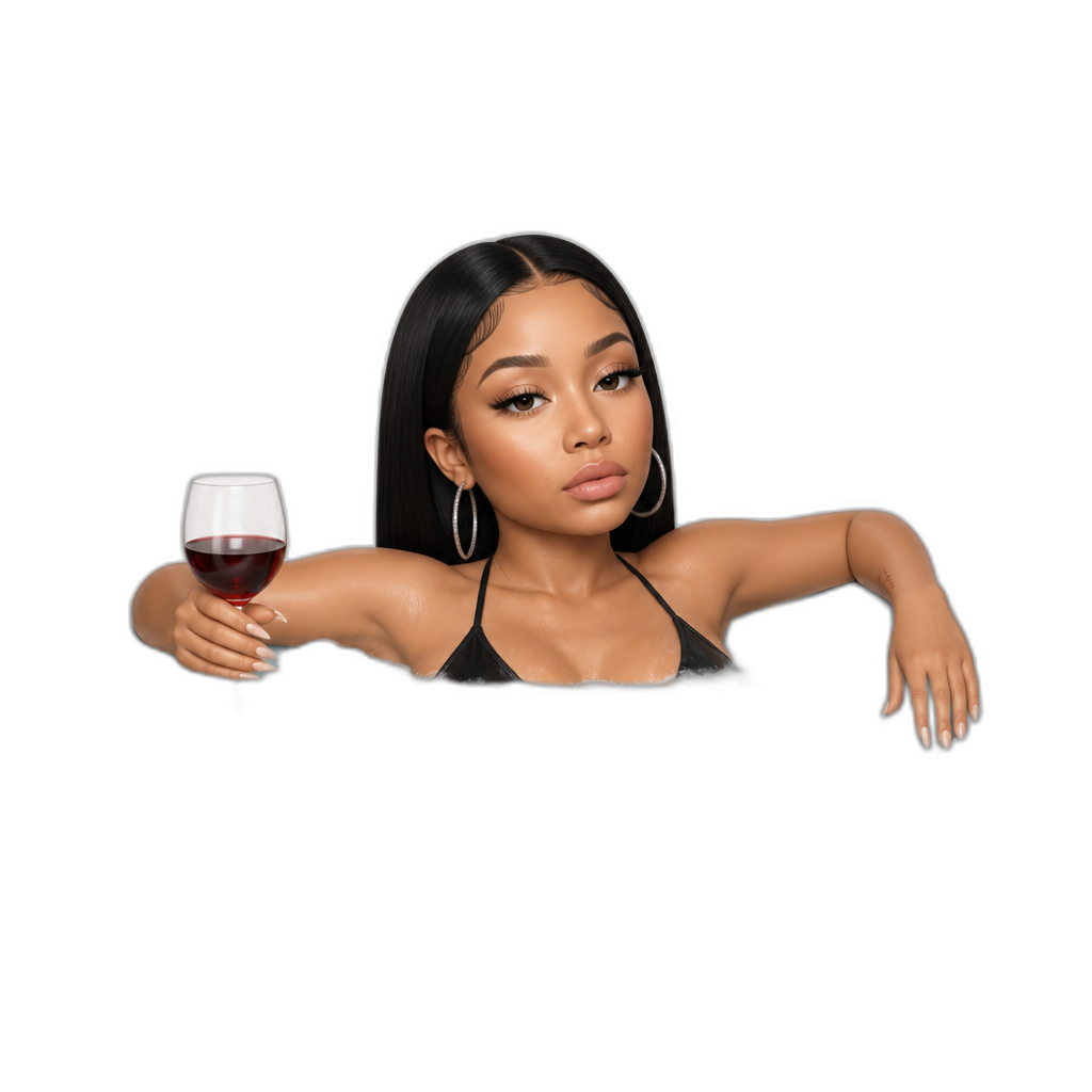 Mariah The Scientist in a jacuzzi, photorealistic, long straight hair, hoop earrings - AI generated emoji