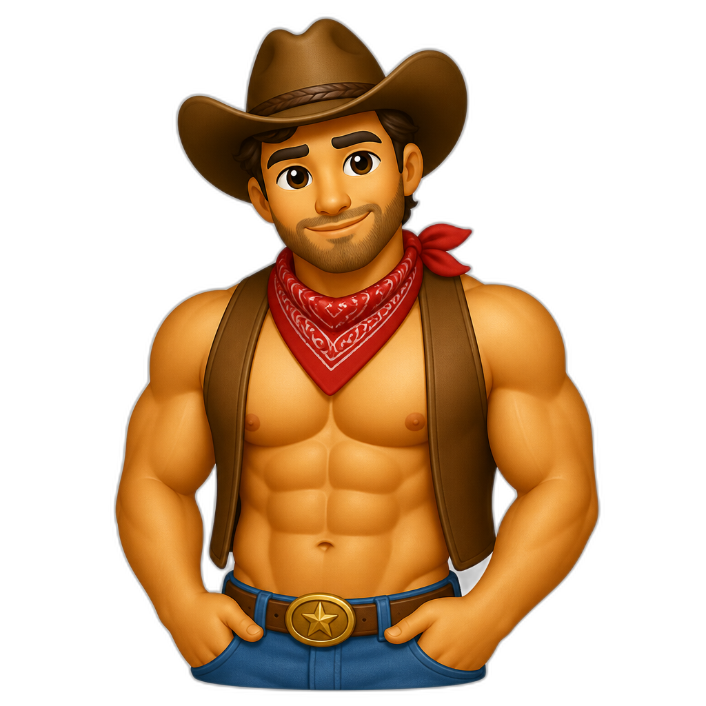 Busty and ripped cowboy - AI generated emoji