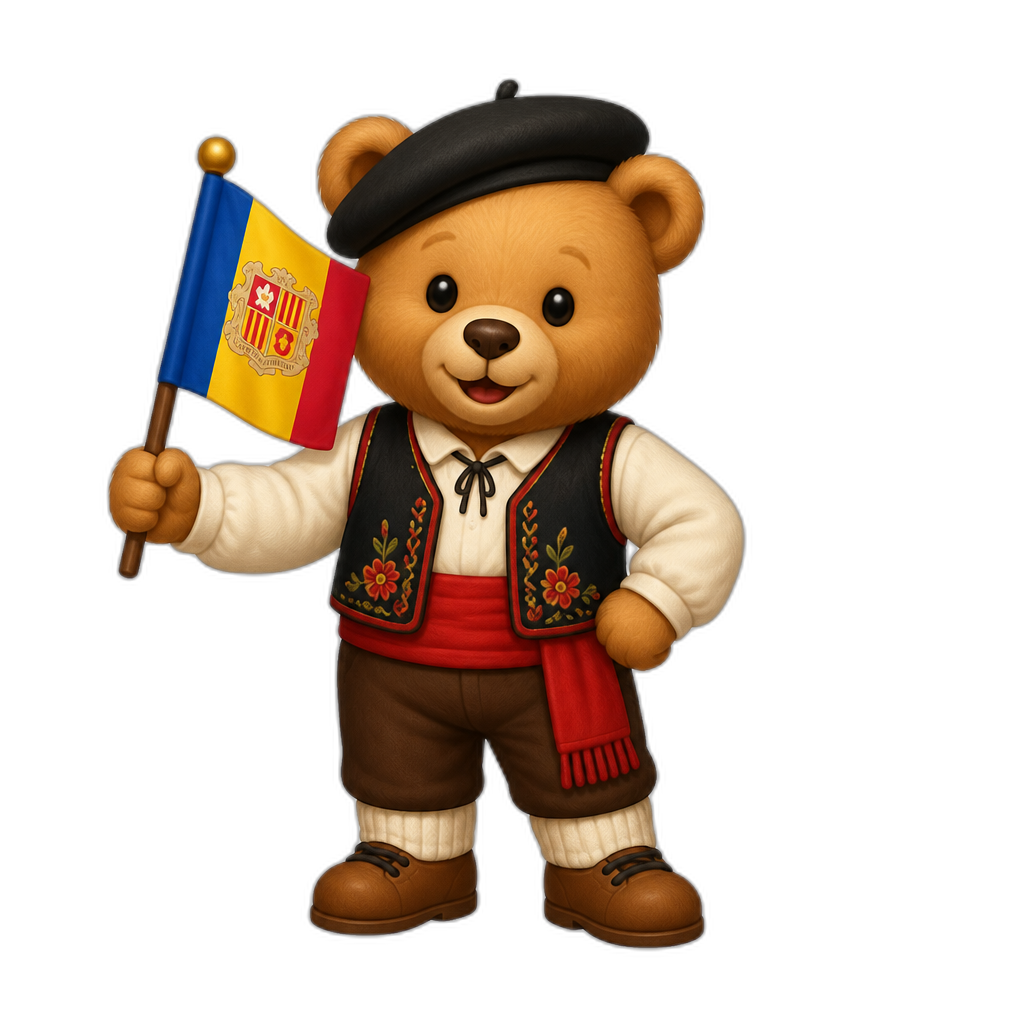 Create a any posing Teddy bear who is a stereotypical Andorran. any fur color - AI generated emoji