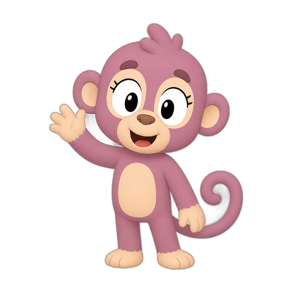 Bluey OC, named Marcey, young female monkey, mauve color fur - AI generated emoji