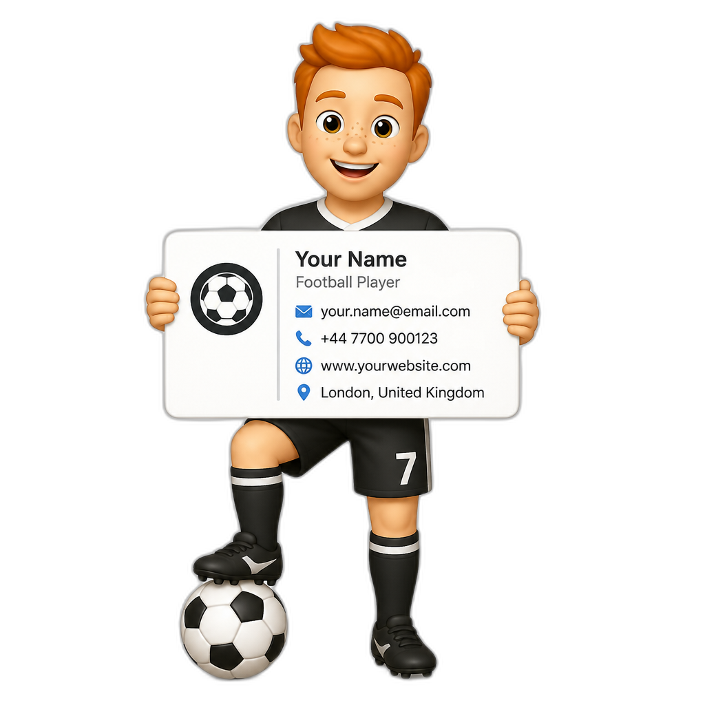 ginger football man holding an email signature - AI generated emoji