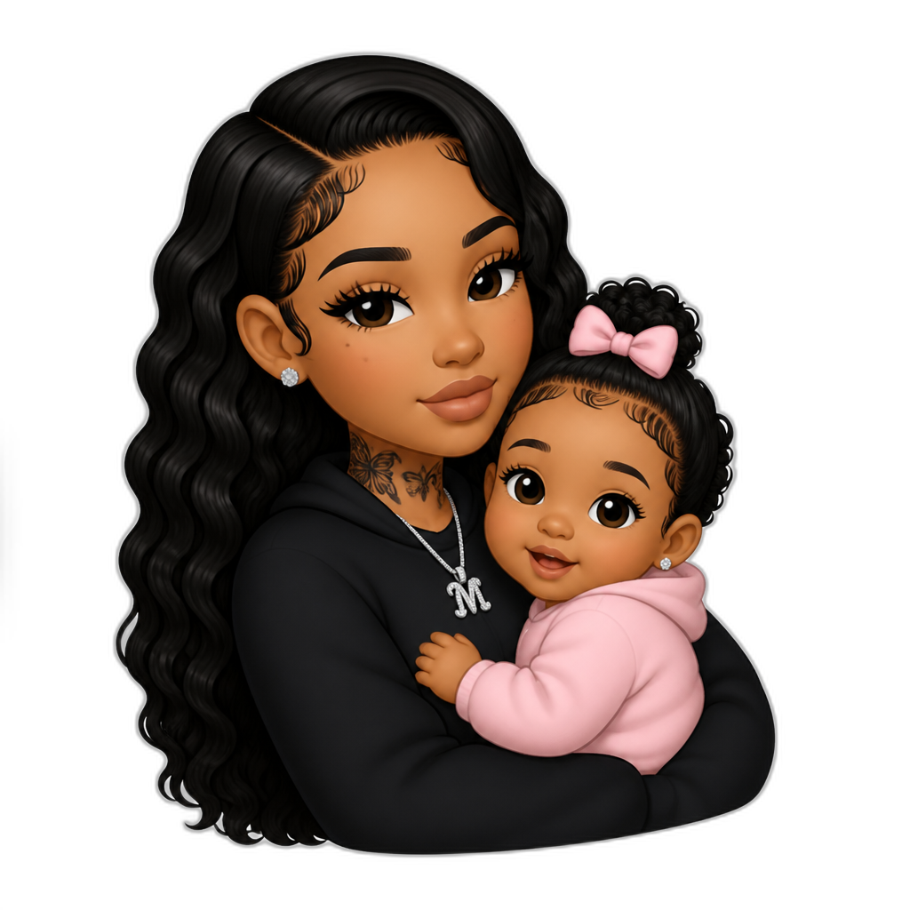 Mariah The Scientist with her baby daughter - AI generated emoji