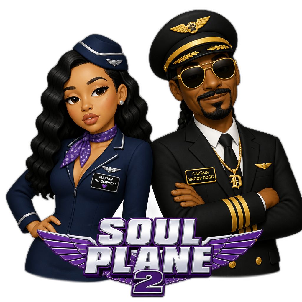 Mariah The Scientist in Soul Plane 2, as a stewardess, Captain Snoop Dogg - AI generated emoji