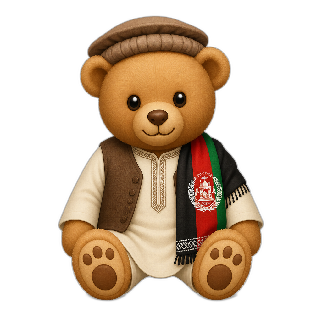 Create a Teddy bear who is a Afghanistani. any fur color - AI generated emoji