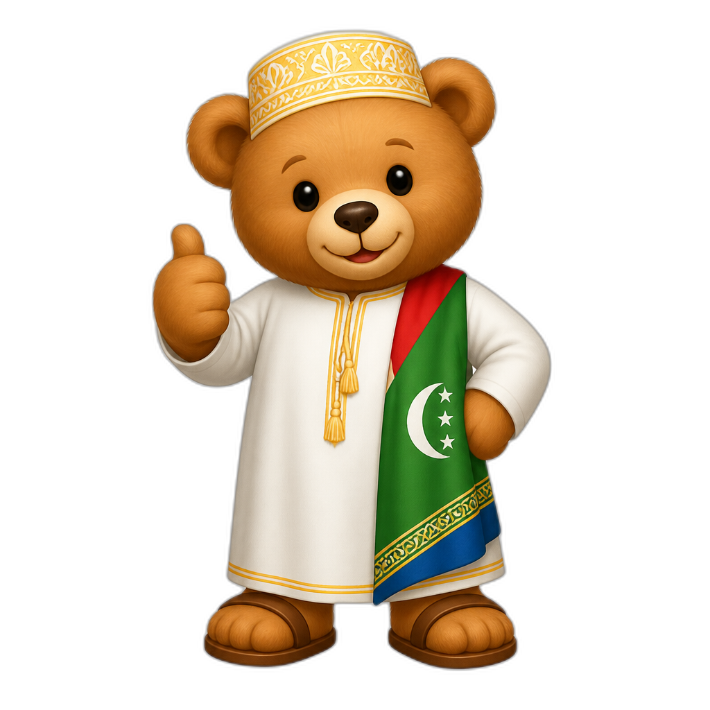 Create a any posing Teddy bear who is a stereotypical Anjouan. any fur color - AI generated emoji