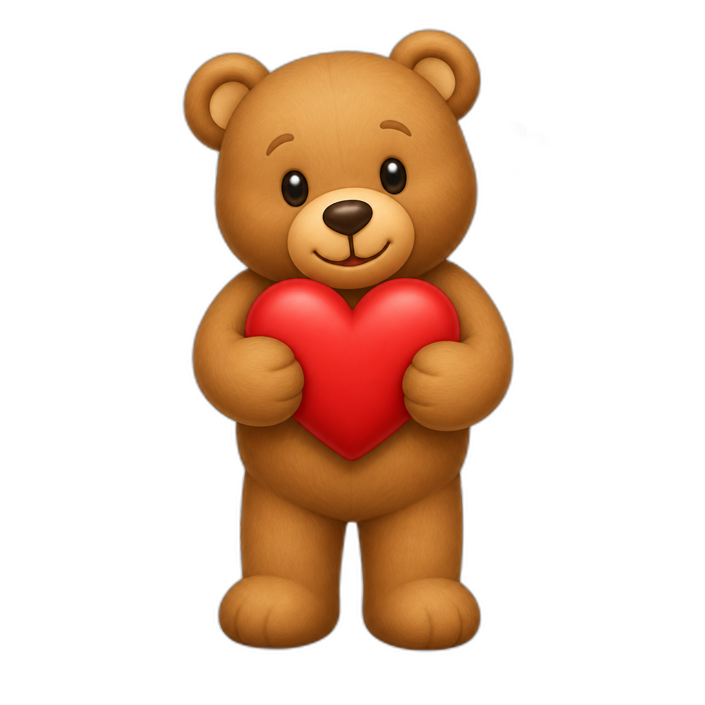 Create a Standing Teddy bear who is a Lover (any fur color) - AI generated emoji