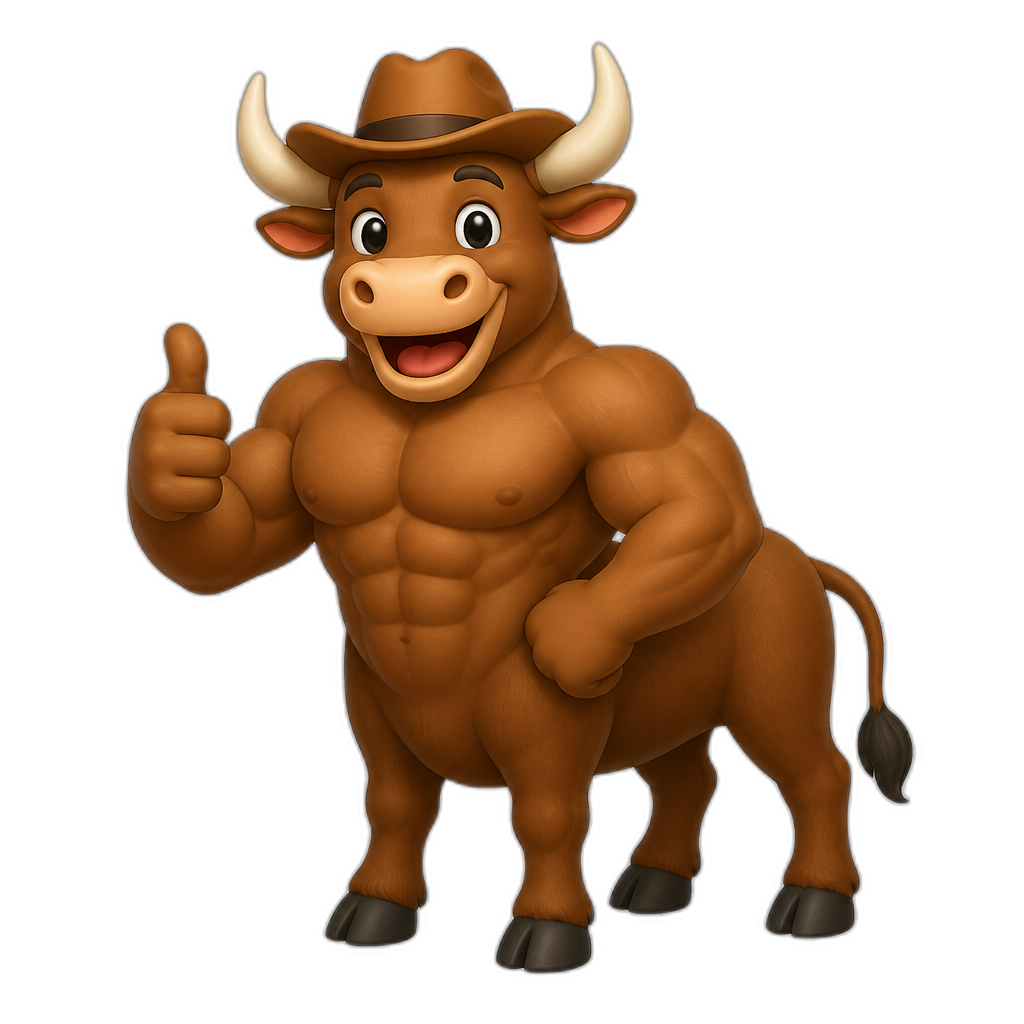 Happy ripped cowboy giving a thumbs up Bull body - AI generated emoji