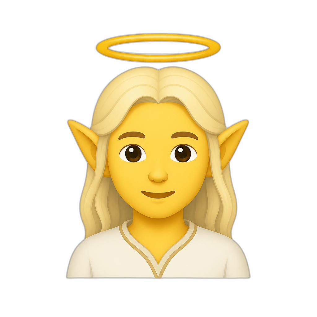 Gender-neutral High Elf with halo over head; flat Noto Emoji style, minimal - AI generated emoji