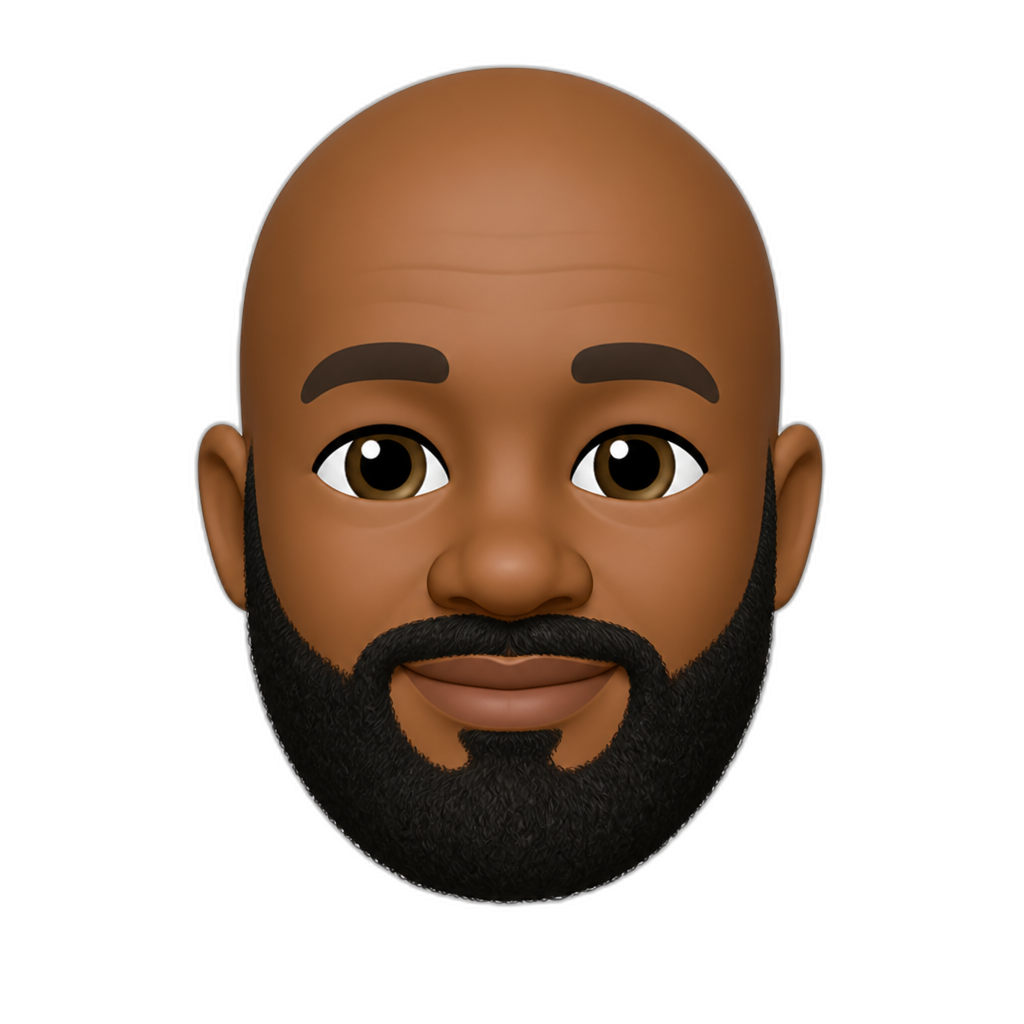 40-year-old African American bald male with full beard - AI generated emoji