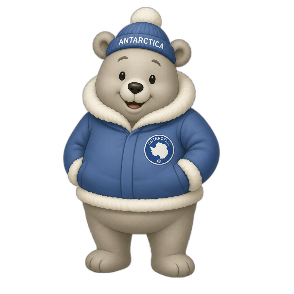 stereotypical Antarctica anthro Teddy Bear, full body. winnie the pooh styled, different fur color - AI generated emoji