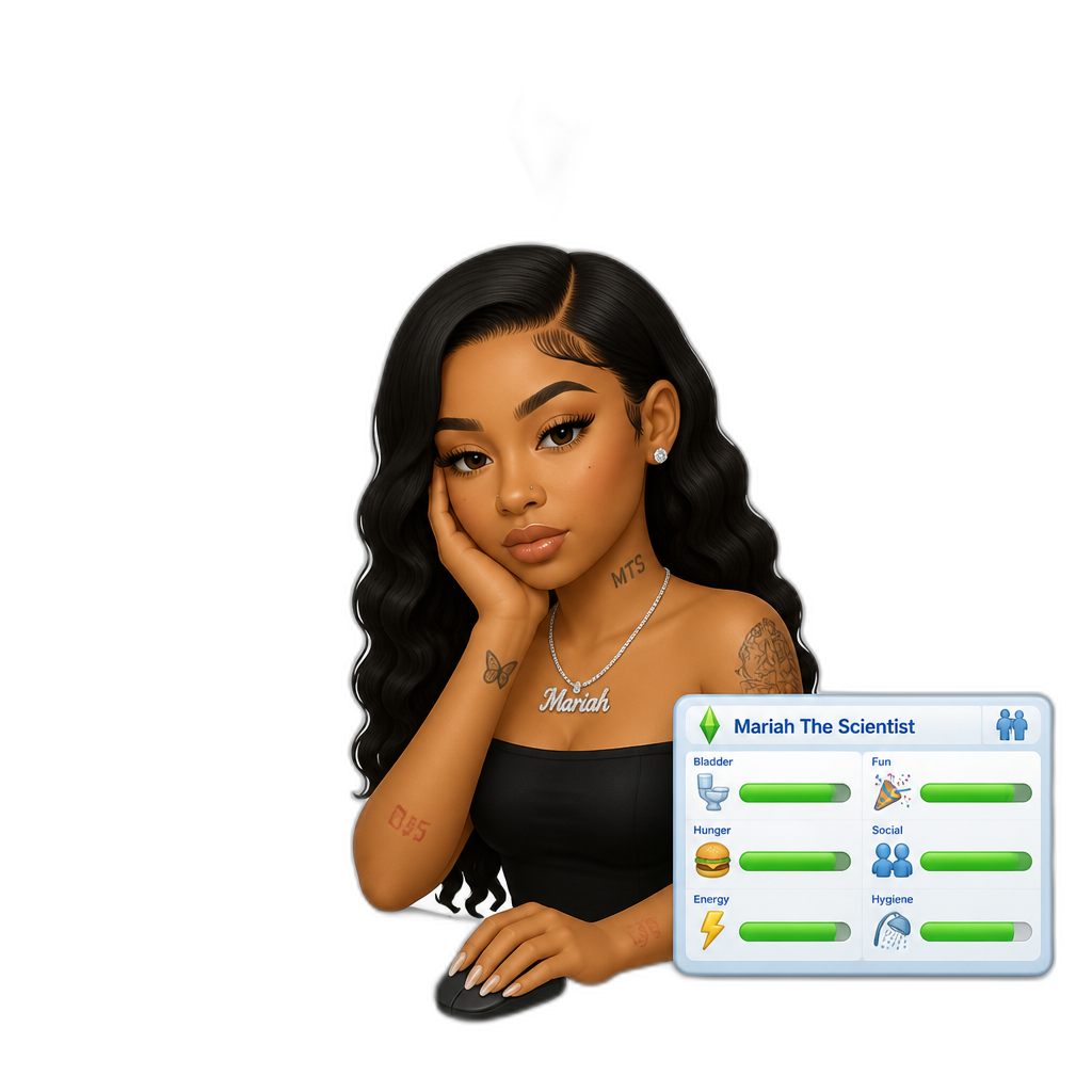 Mariah The Scientist in The Sims - AI generated emoji