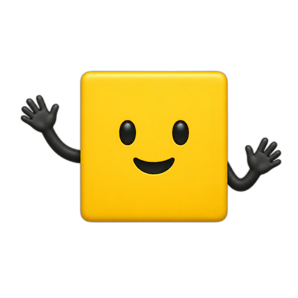Yellow square emoji with black arms - AI generated emoji
