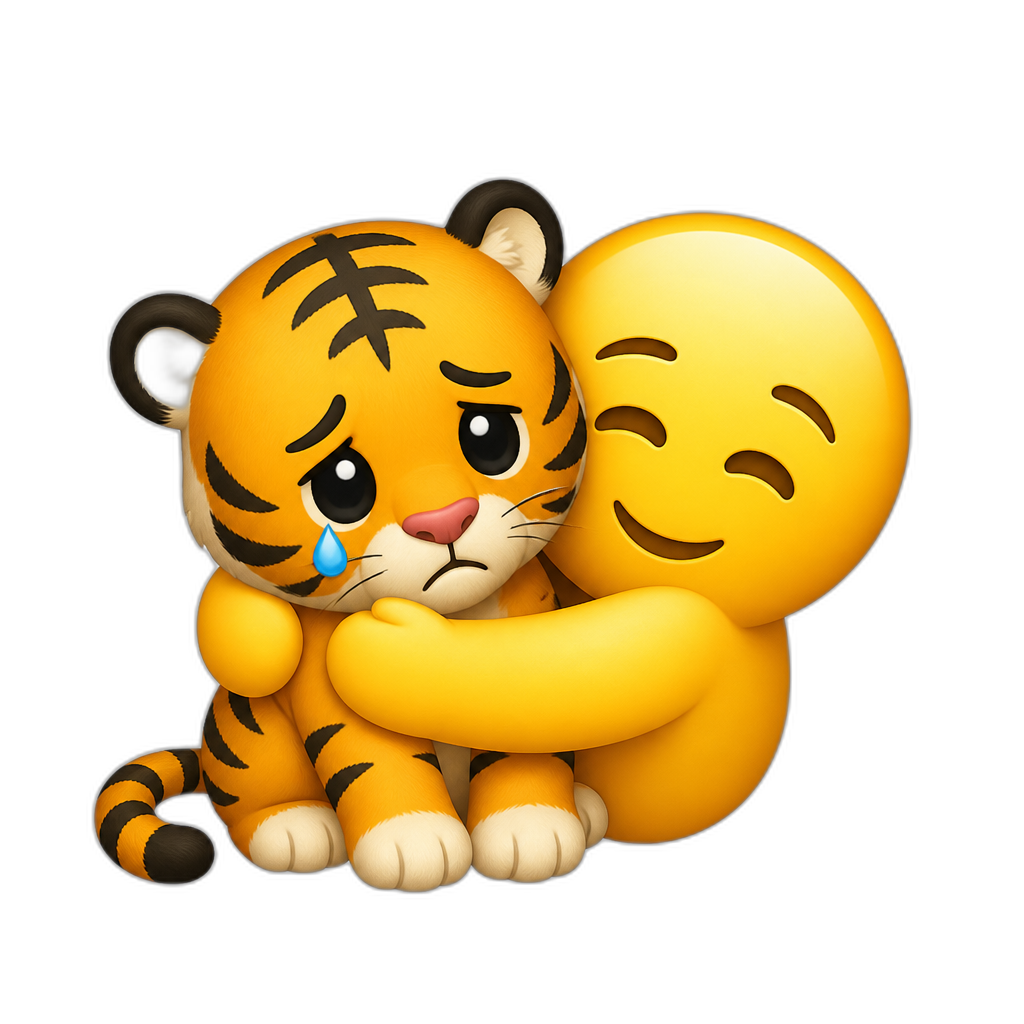 Hugs for sad tiger - AI generated emoji