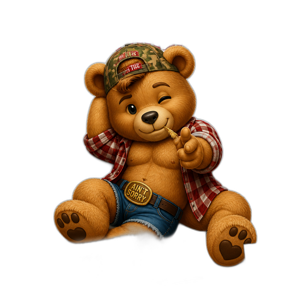 Create a Teddy bear who is a flirty misbehaving Alabamian on the magazine. any fur color or hairstyle - AI generated emoji