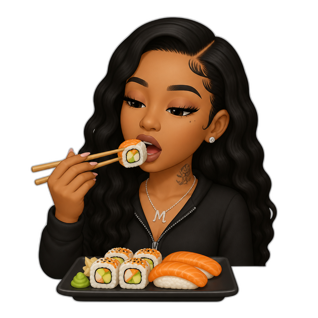 Mariah The Scientist eating sushi - AI generated emoji