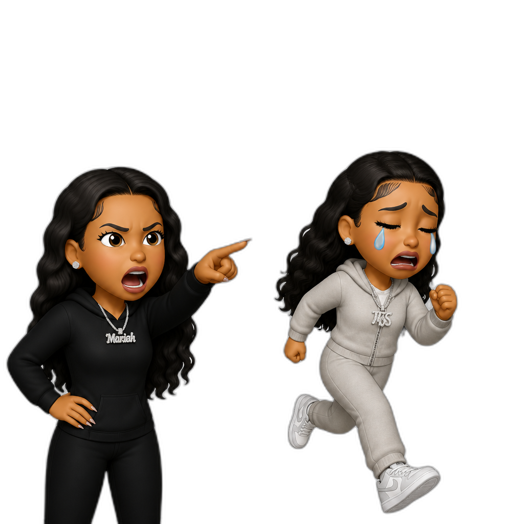 Mariah The Scientist! How dare you cheat on your boyfriend Young Thug?! That's it! You're grounded grounded grounded! Go to your room right now! *Mariah The Scientist cries and runs to her room* - AI generated emoji