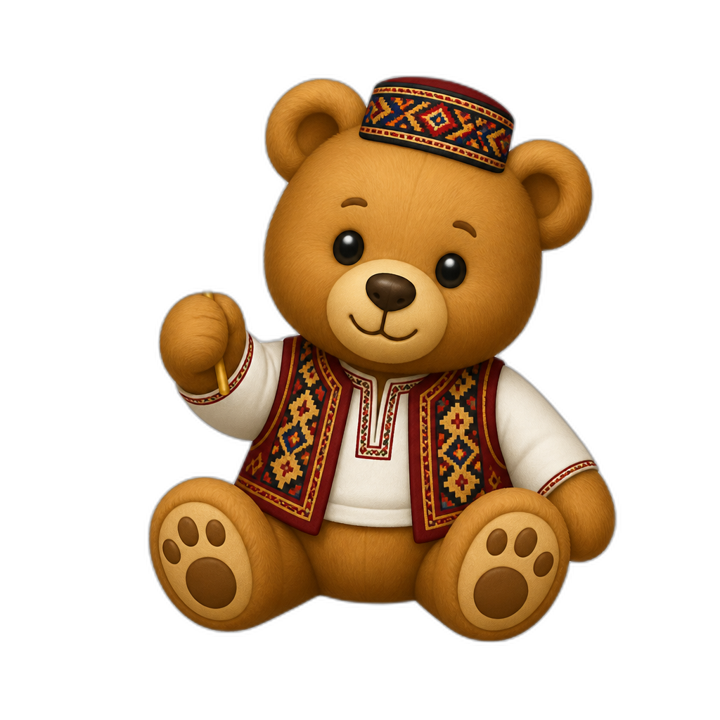 Create a any posing Teddy bear who is a stereotypical armenia. any fur color - AI generated emoji
