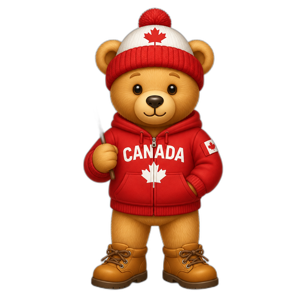 Create a standing Teddy bear who is a Canadian. FULL body - AI generated emoji