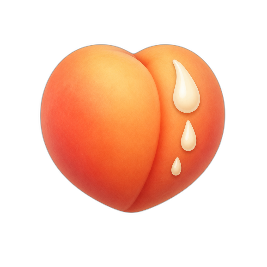 Peach without leafs, with cream drops - AI generated emoji