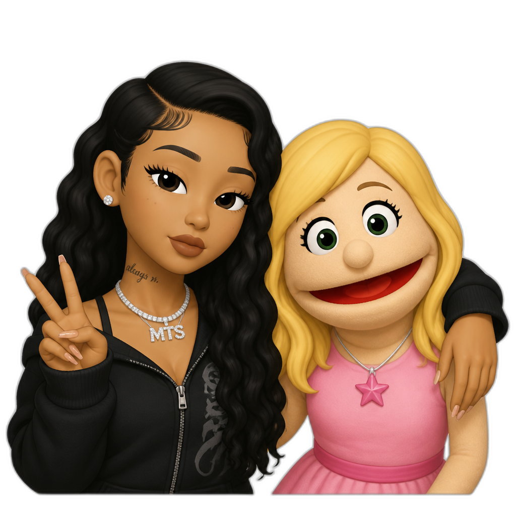 Mariah The Scientist hanging out with Penelope Guy from SML - AI generated emoji